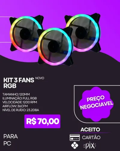Kit 3 fans RGB