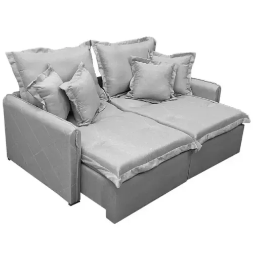 Sofá Cama Linho 2 Lugares Cinza