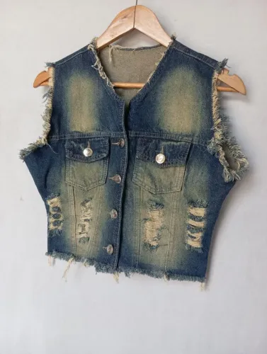 Brechó - Colete Jeans Feminino Tam P