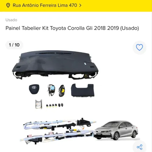 KIT AIRBAG TOYOTA COROLLA 2015 2016 2017 2018 2019 ORIGINAL COM NF 