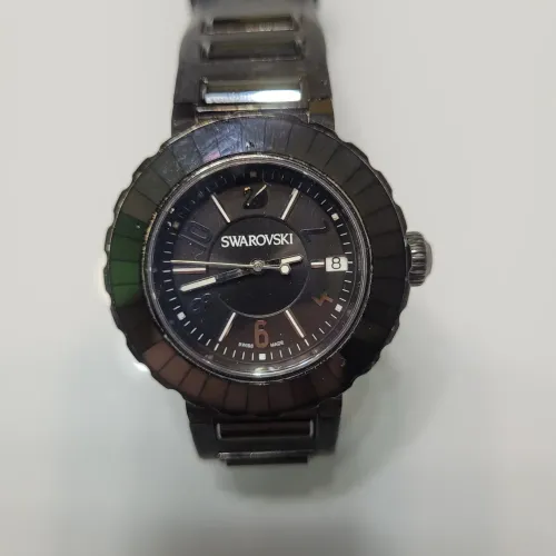 Relógio Swarovski original preto caixa suiça 