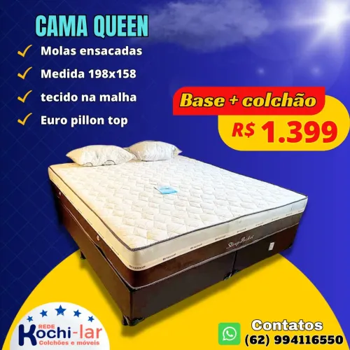Cama Queen Box + colchao Mega promoção