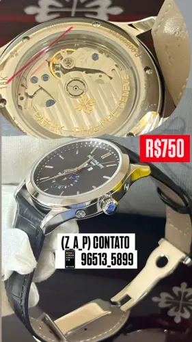 Relógio PATEK PHILIPPE FASES DA LUA PULSEIRA DE COURO