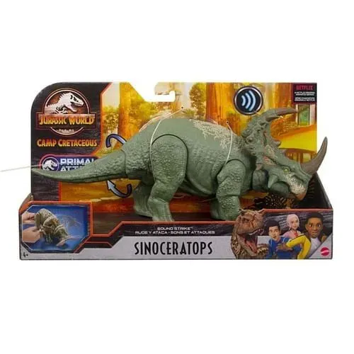 Figura Dino Ruge e Ataca - Jurassic World Com Som Sinoceratops MATTEL LACRADO de Fábrica