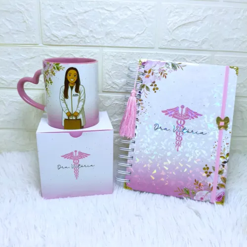 Kit Personalizado de Enfermagem - Agenda + Caneca + Caixa