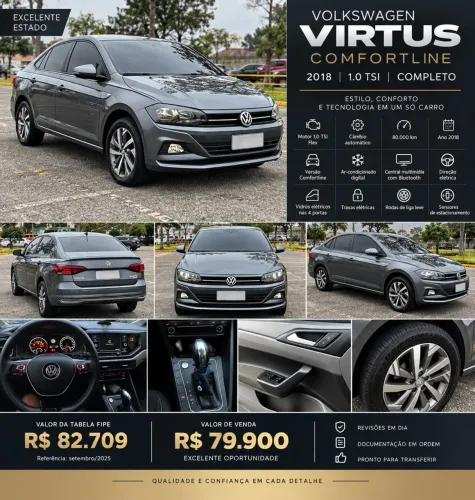 Volkswagen Virtus Comfort. 200 TSI 1.0 Flex 12V AUT 2018