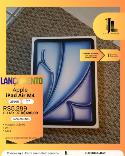IPAD AIR M4, 256GB, TELA 11?, LACRADO, EXCLUSIVO!