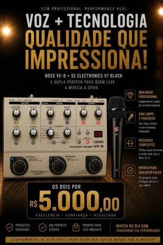 Oportunidade. Pedal Boss ve8+ Mic se eletronics V7 Black