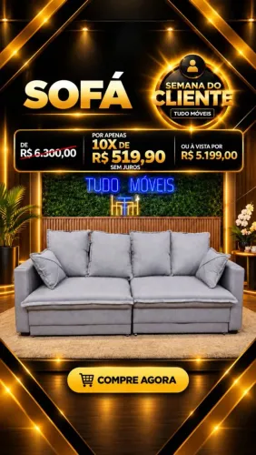Sofa cama 2.20M com molas revestido no linho