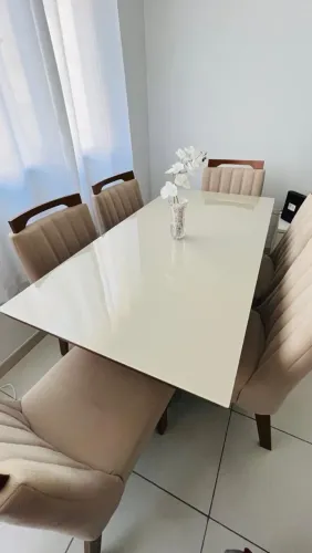 Sala de jantar mesa de vidro, 6 lugares