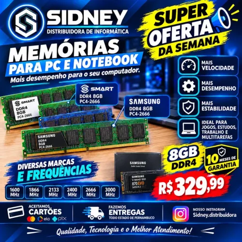 Memória para pc e notebook