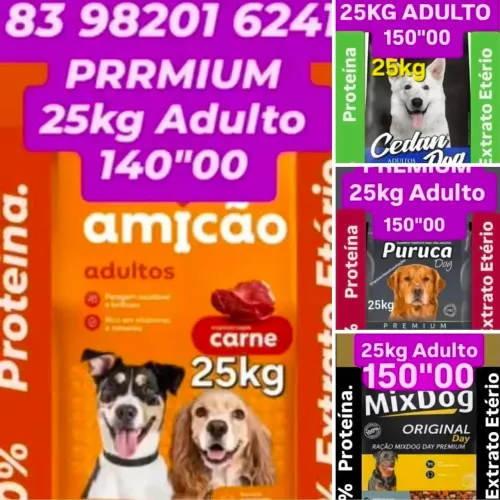 Ração AMICÃO PREMIUM 25KG ADULTO = 140"00