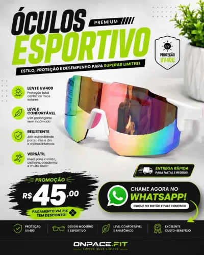 Óculos esportivo unissex para Caminhada, Ciclismo e Muito mais.