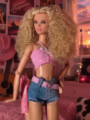 conjunto roupinha de barbie top e shorts jeans