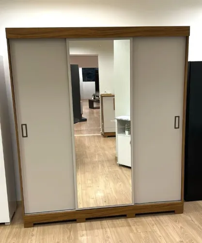 Guarda Roupa Casal 3 Portas de Correr com Espelho (Novo) Entrega Grátis! 