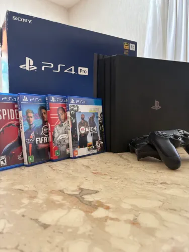 PS4 Pro 1TB Completo | 2 Controles + Caixa + 4 Jogos