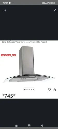 Coifa de parede nova 600,00