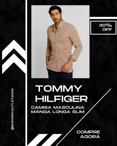 Camisa Masculina Manga Longa Tommy Hilfiger 30%OFF