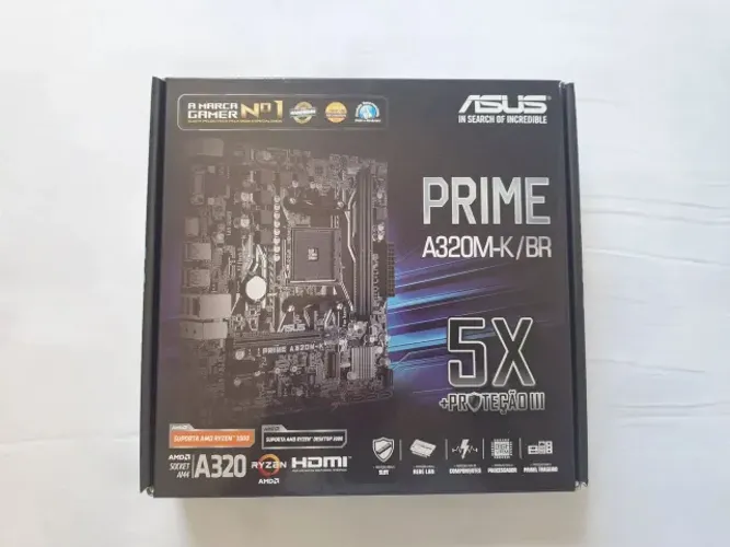 CAIXA da placa mãe Asus Prime 320 K-BR, com suportes de fixação
