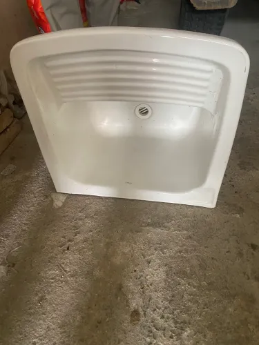 Tanque de louça com coluna/ pia granito Cuba inox