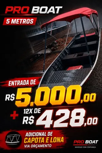 Canoa 5 metros 5 mil entrada + 12X 428,00