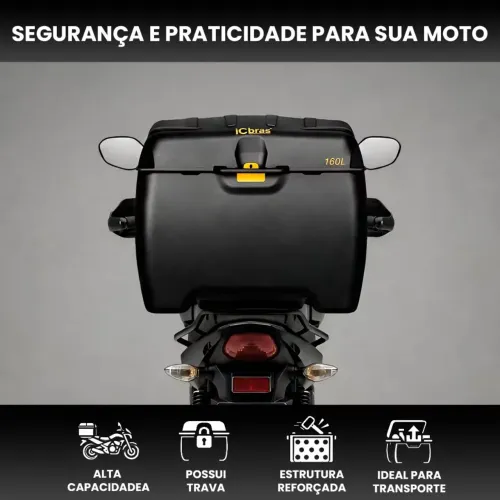 Baú icbras de 160 litros com suporte universal 
