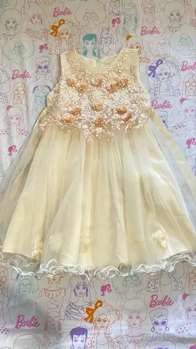 Vestido infantil de festa - Tam. 5, Cor champanhe