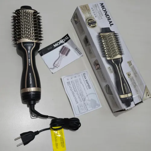 Escova secadora mondial black gold argan | bivolt | nova