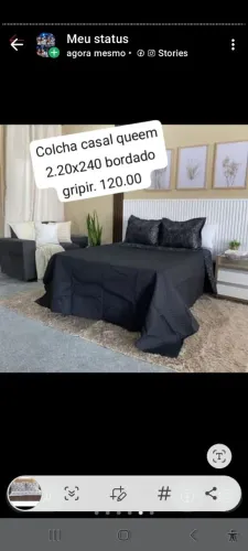 Colcha cobre leito bordada gripir. Casal queem 2.20x240