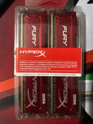 Kit Memória HyperX Fury Red 32GB (2x16GB) DDR4 3200MHz-Performance Extrema e Estilo Gamer
