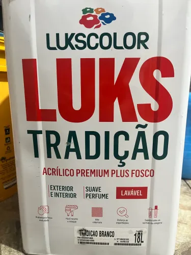 Tinta Lukscolor tradição acrílico premium plus fosco branco 18 litros