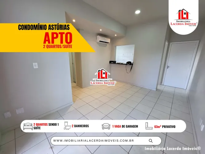 Condomínio Astúrias - Apartamento 2 Quartos Sendo 1 Suíte, 63m² Com Varanda Ampla