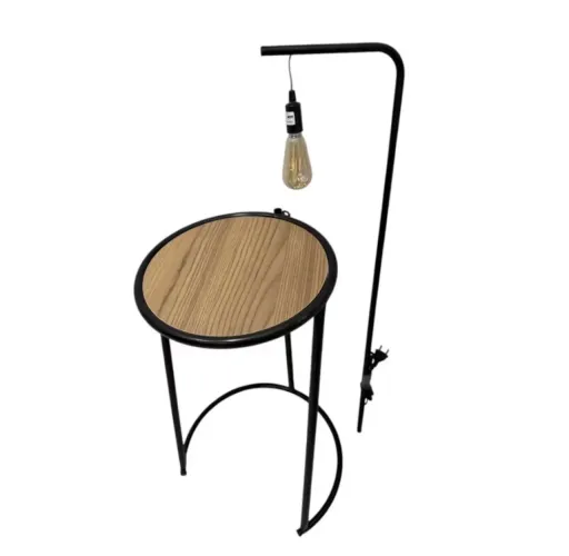 Luminária com Mesa Integrada: Mesa de Canto com Luz LED, Braço Articulado e Interruptor