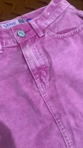 Saia jeans rosa