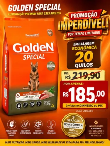 Ração golden adultos 20kg, PROMOÇÃO+FRETE GRÁTIS, consulte sua região