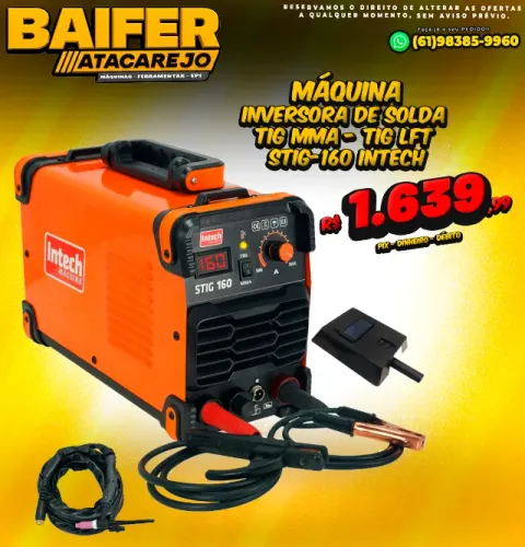 Máquina Inversora de Solda TIg MMa - Tig Lft Stig-160 Intech