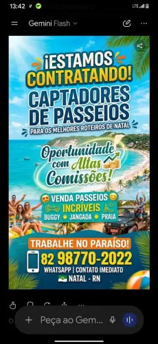 VAGA PARA CAPTADORES DE PASSEIO TURISTICO ÓTIMO COMISSIONAMENTO