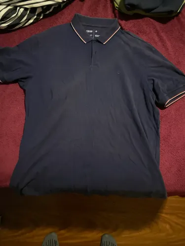 Polo Forum Azul Marinho com Friso Tricolor - Tam GG