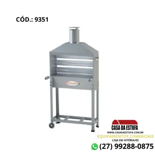 Churrasqueira Carrinho Espetinho Churrasco Coifa Inox Itajobi Carvão - 2 GRELHAS