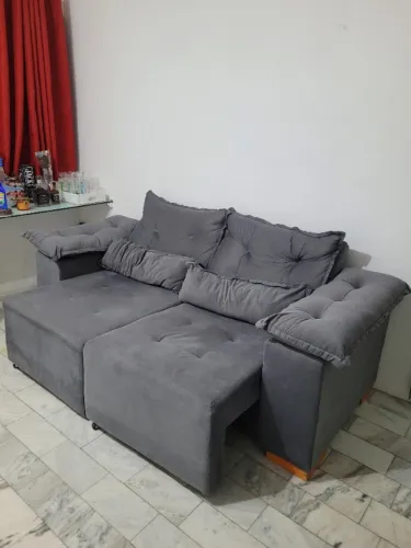Sofá 4 lugares Retrátil, Cinza