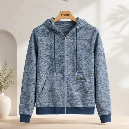 Jaqueta Feminina Com Capuz Catwalk Azul Rajado - Tamanho M