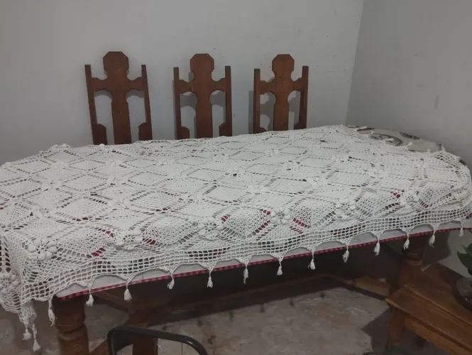 Lençol de solteiro de crochê feito a mão 