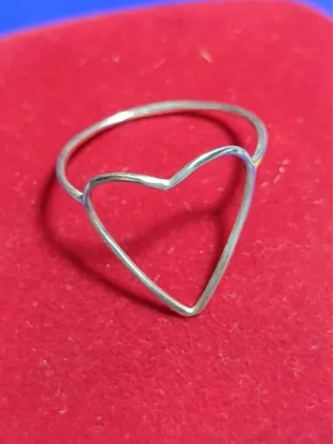 Anel Coração Prata 950 de Lei Coração 18 mm x 15 mm Aro 1 mm