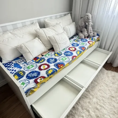 Cama de Solteiro MDF com 3 Gavetas + Colchão | Estado de Nova