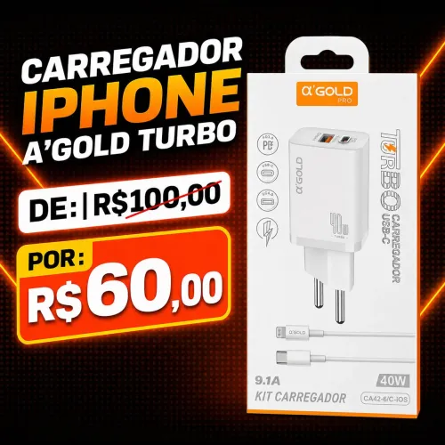 Carregador iPhone A'gold Turbo entregamos 