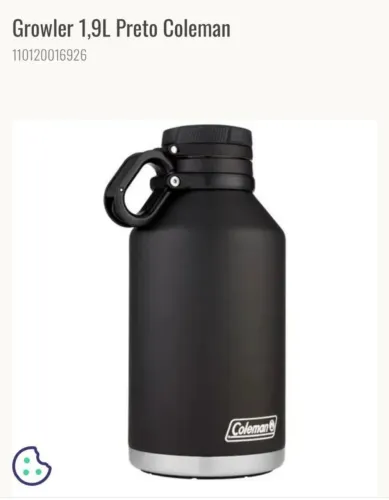 Growler Coleman 1,9 litros, mantém gelado por 72 h