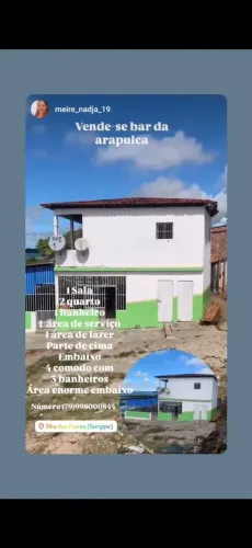 Vende-se bar da arapuca ponto de venda beira do rio ilha das flores Sergipe