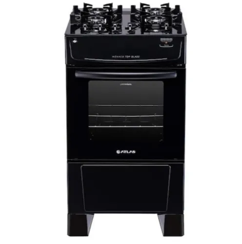 Fogão 4 Bocas Mônaco Top Glass com Mesa de Vidro Bivolt - Atlas