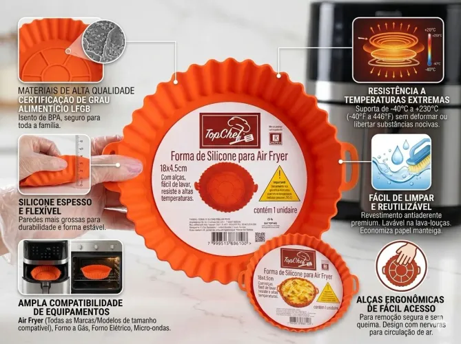 Forma Silicone Air Fryer Pequena - NÃO SUJE MAIS SUA AIRFRYER