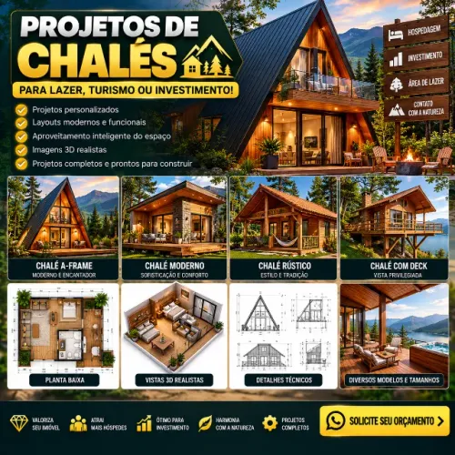 projeto para chalés com preço popular